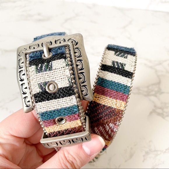 Vintage Accessories - Vintage Elite | Blue Woven Fabric Tapestry Belt